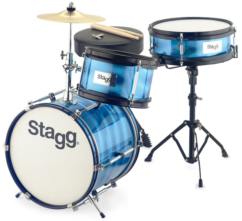 Stagg 3-piece junior drum set with hardware, 8" / 10" / 12"- Blue - Metronome Music Inc.