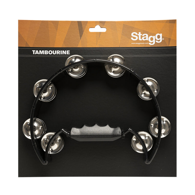 Stagg Cutaway Plastic Tambourine, Black - Metronome Music Inc.