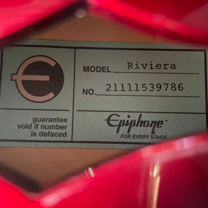 Epiphone Riviera w/Frequensator Tailpiece- Sparkling Burgundy (7lbs 13oz) - Metronome Music Inc.