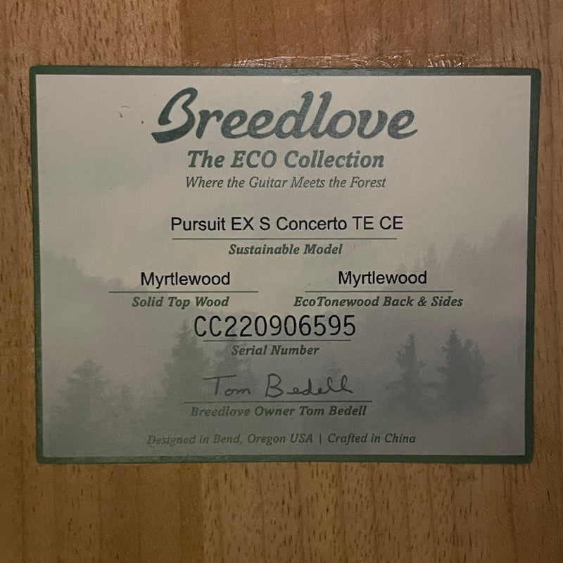 Breedlove Pursuit Exotic S Concerto Tiger’s Eye CE, Myrtlewood