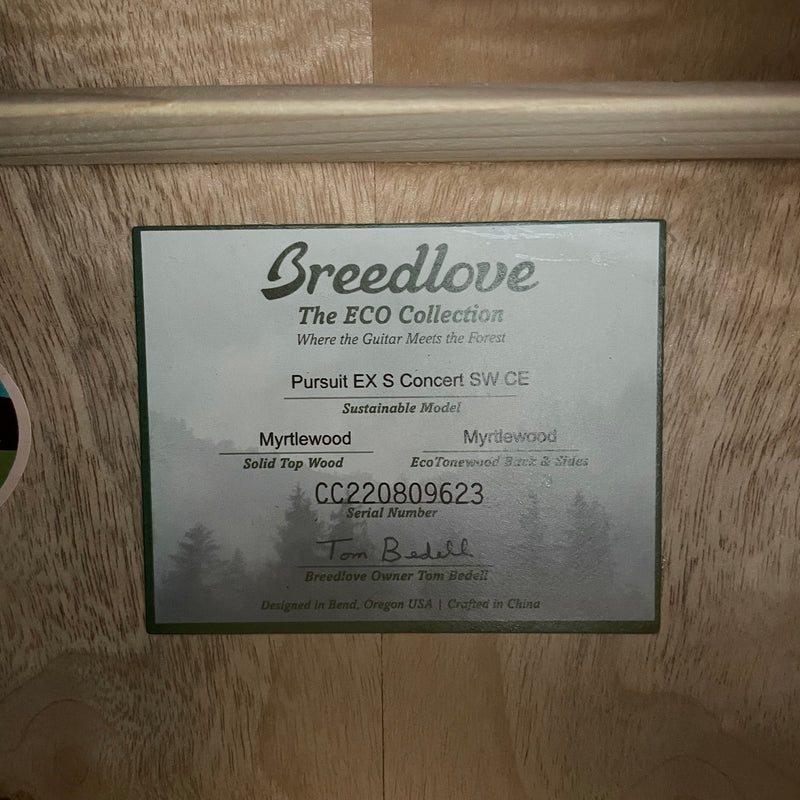 Breedlove Pursuit Exotic S Concert Sweetgrass CE, Myrtlewood - Metronome Music Inc.