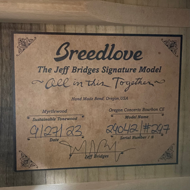 Breedlove Jeff Bridges’ Signature Oregon Concerto Bourbon CE (29042) - Metronome Music Inc.
