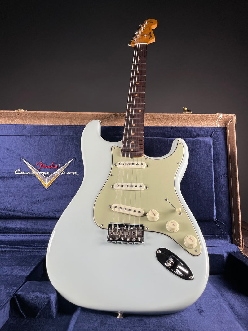 Fender Custom Shop Vintage Custom '59 Hardtail Strat, Time Capsule Package- Faded Aged Sonic Blue (7lbs 2oz) - Metronome Music Inc.