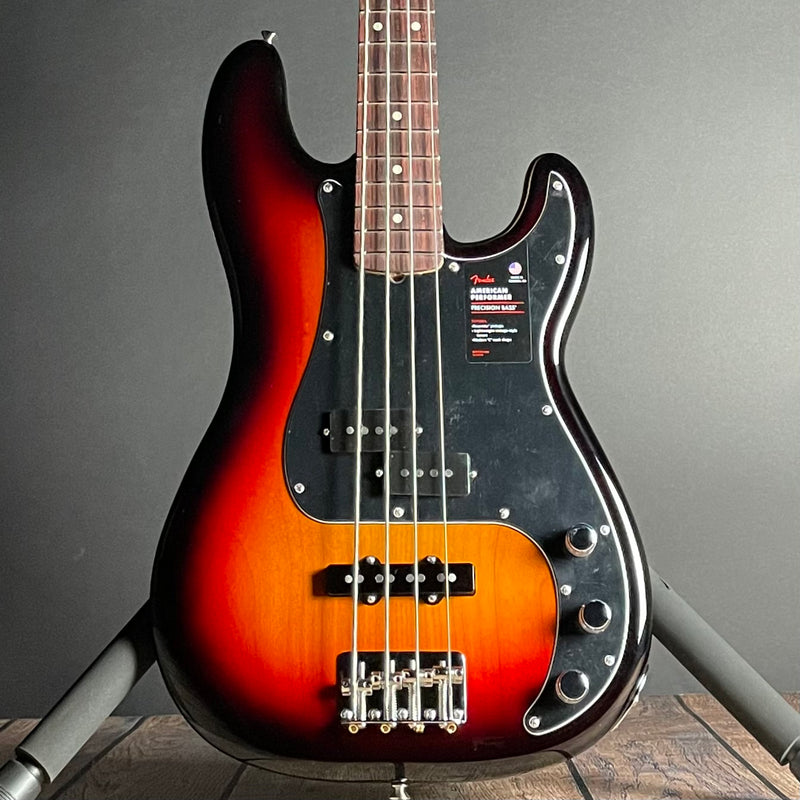 Fender American Performer Precision Bass, Rosewood- 3-Color Sunburst (US23092945) - Metronome Music Inc.