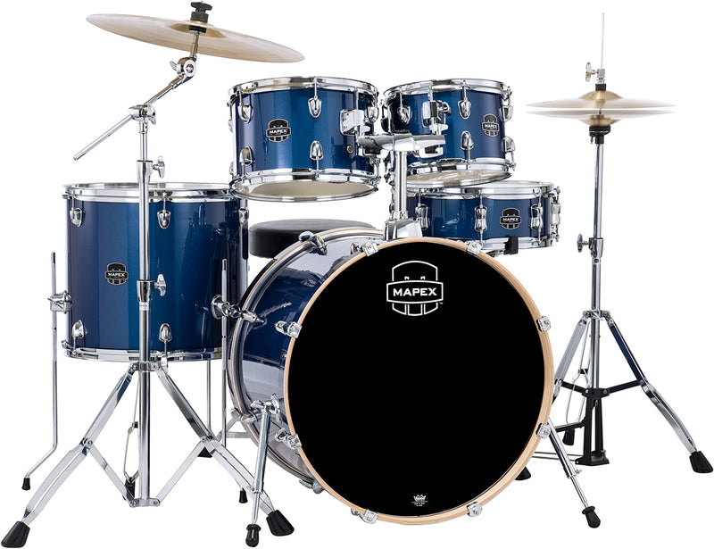 Mapex Venus 5-Piece Rock Complete Drum Set- Blue Sky Sparkle - Metronome Music Inc.