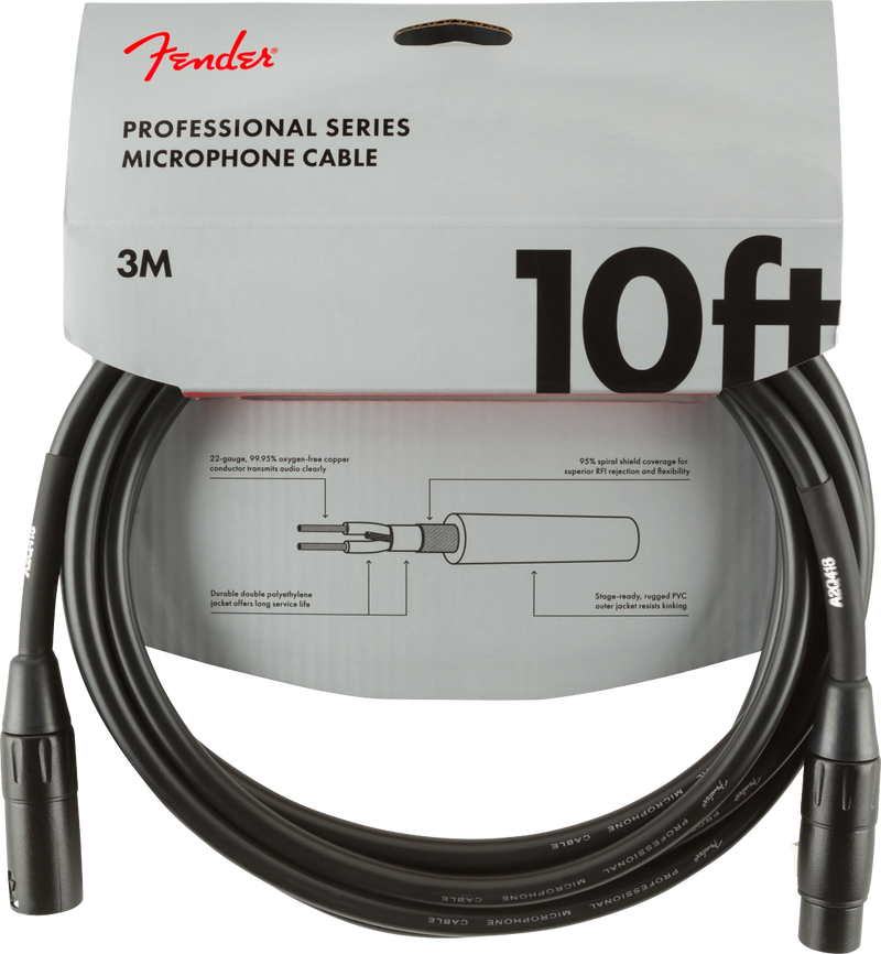 Fender Professional Series Microphone Cable- 10ft - Metronome Music Inc.