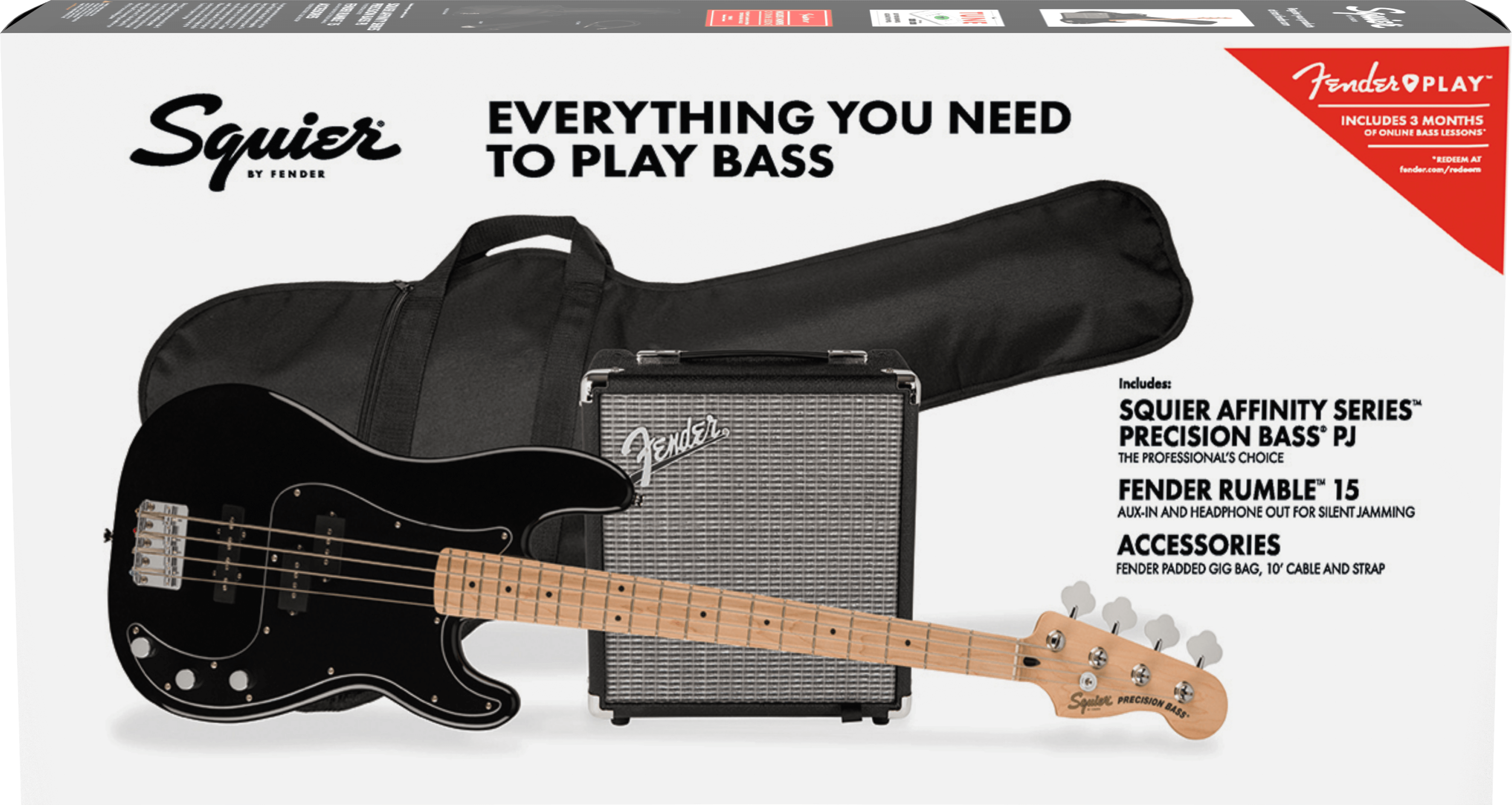 Squier Affinity Series Precision Bass PJ Pack - Black