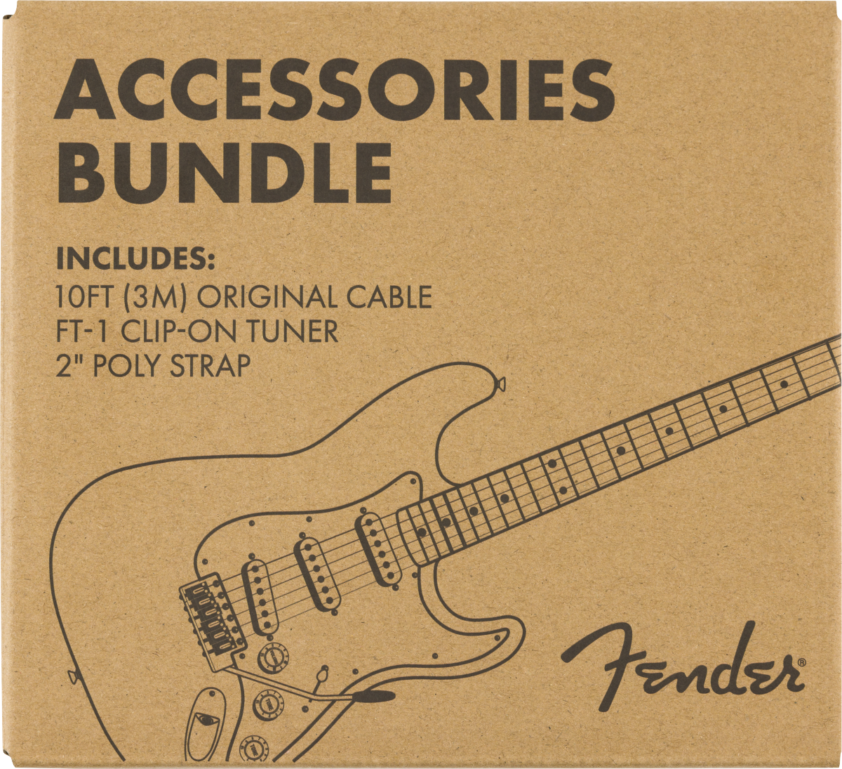 Fender Guitar Accessories Bundle Pack -- Cable, Tuner, Strap