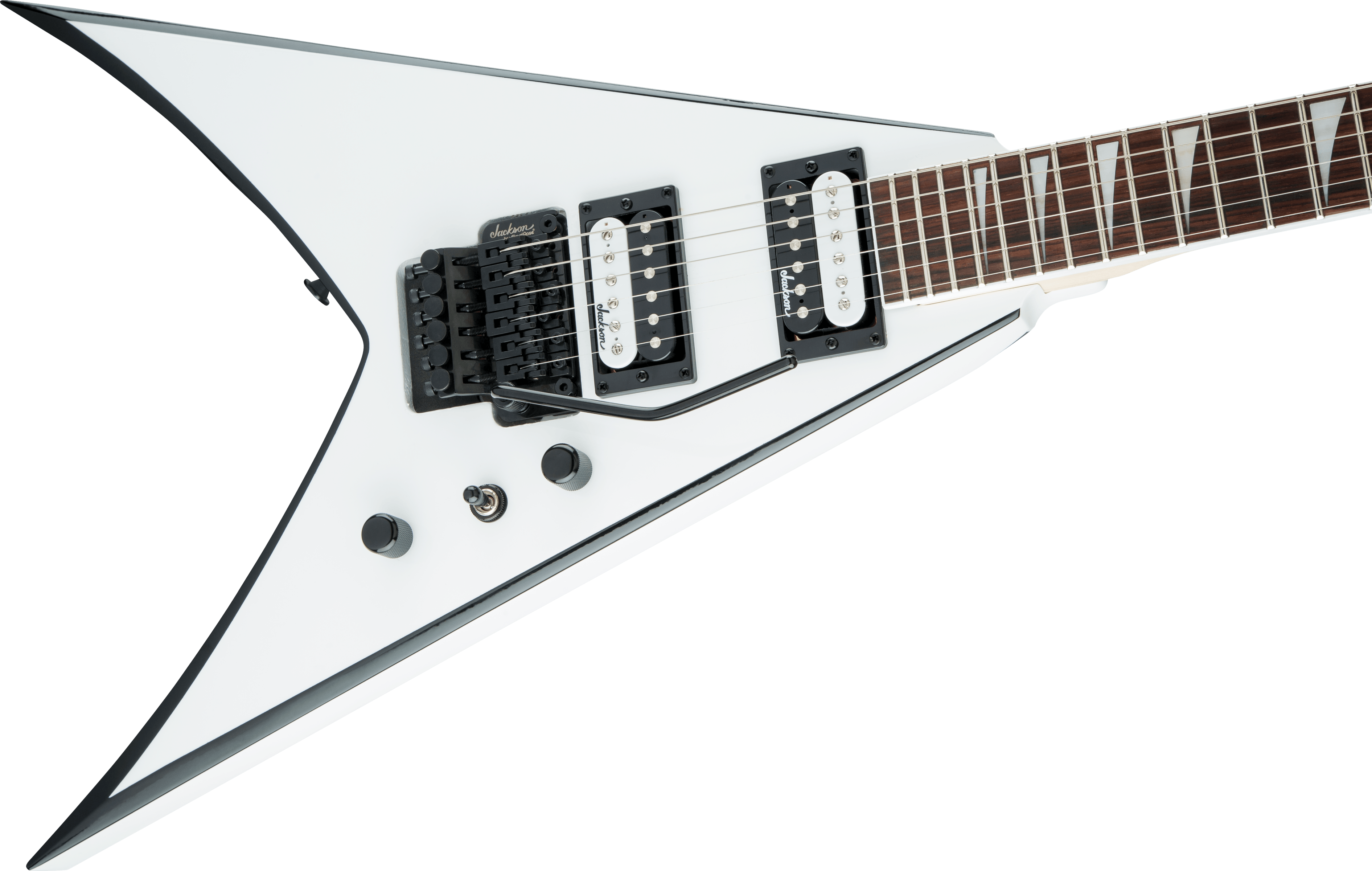 Jackson JS Series King V JS32, Amaranth Fingerboard, White with Black Bevels