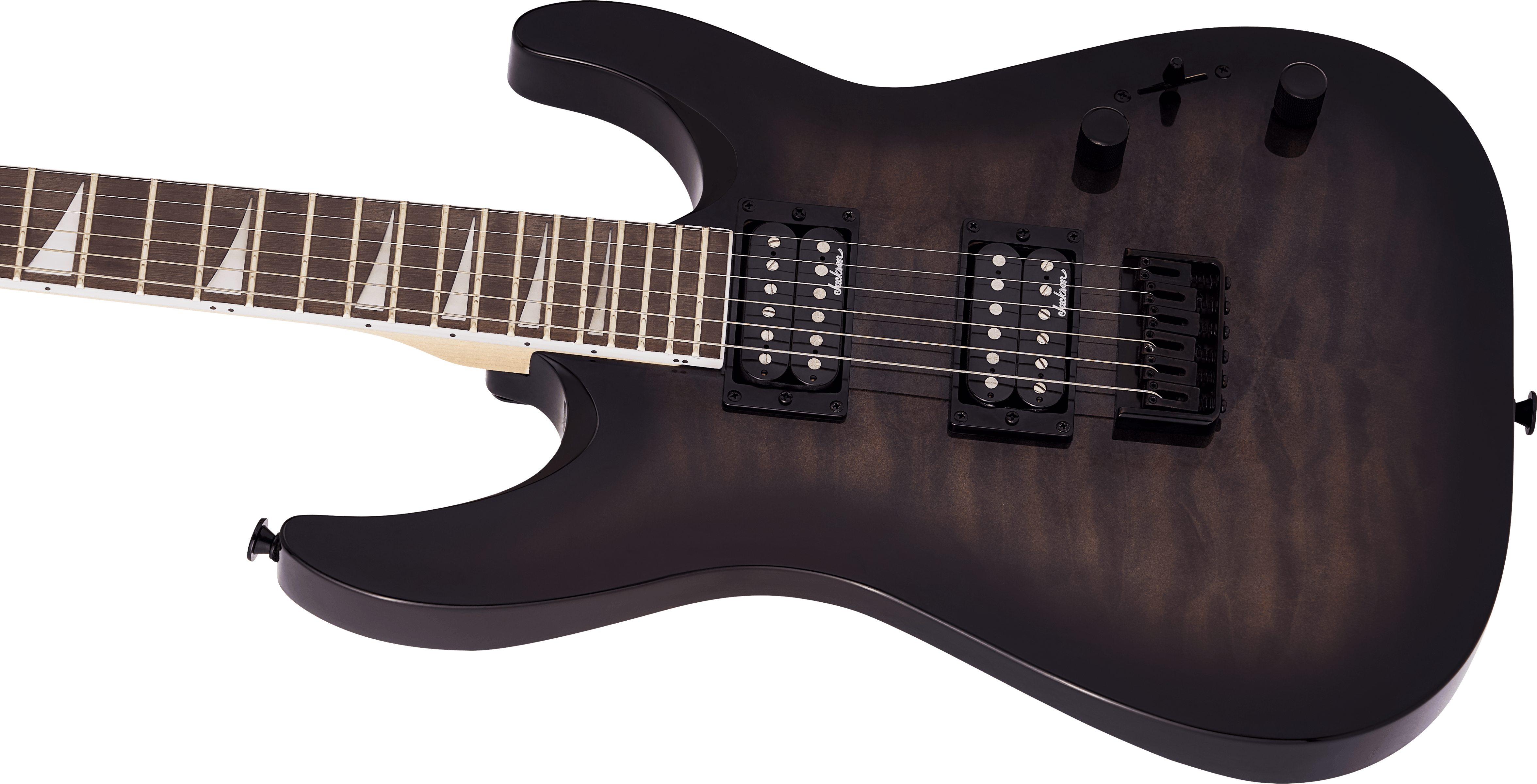 Jackson JS Series Dinky Arch Top JS32Q DKA HT, Amaranth Fingerboard, Transparent Black Burst