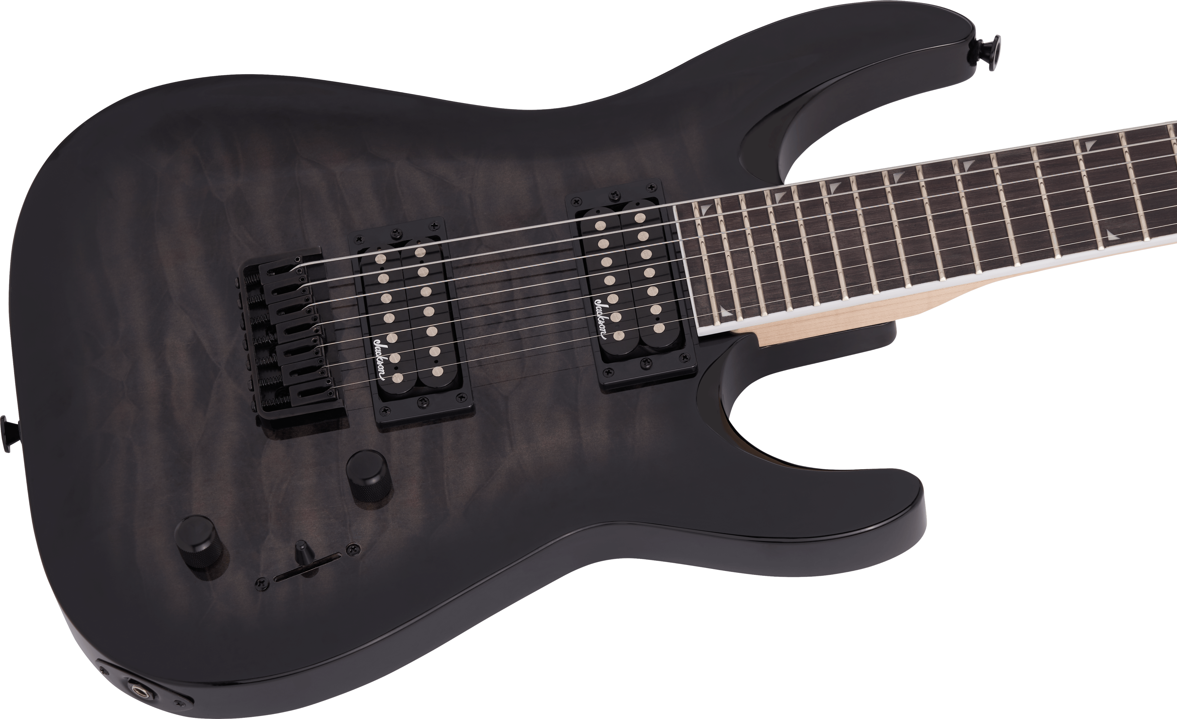 Jackson JS Series Dinky Arch Top JS32Q DKA HT, Amaranth Fingerboard, Transparent Black Burst