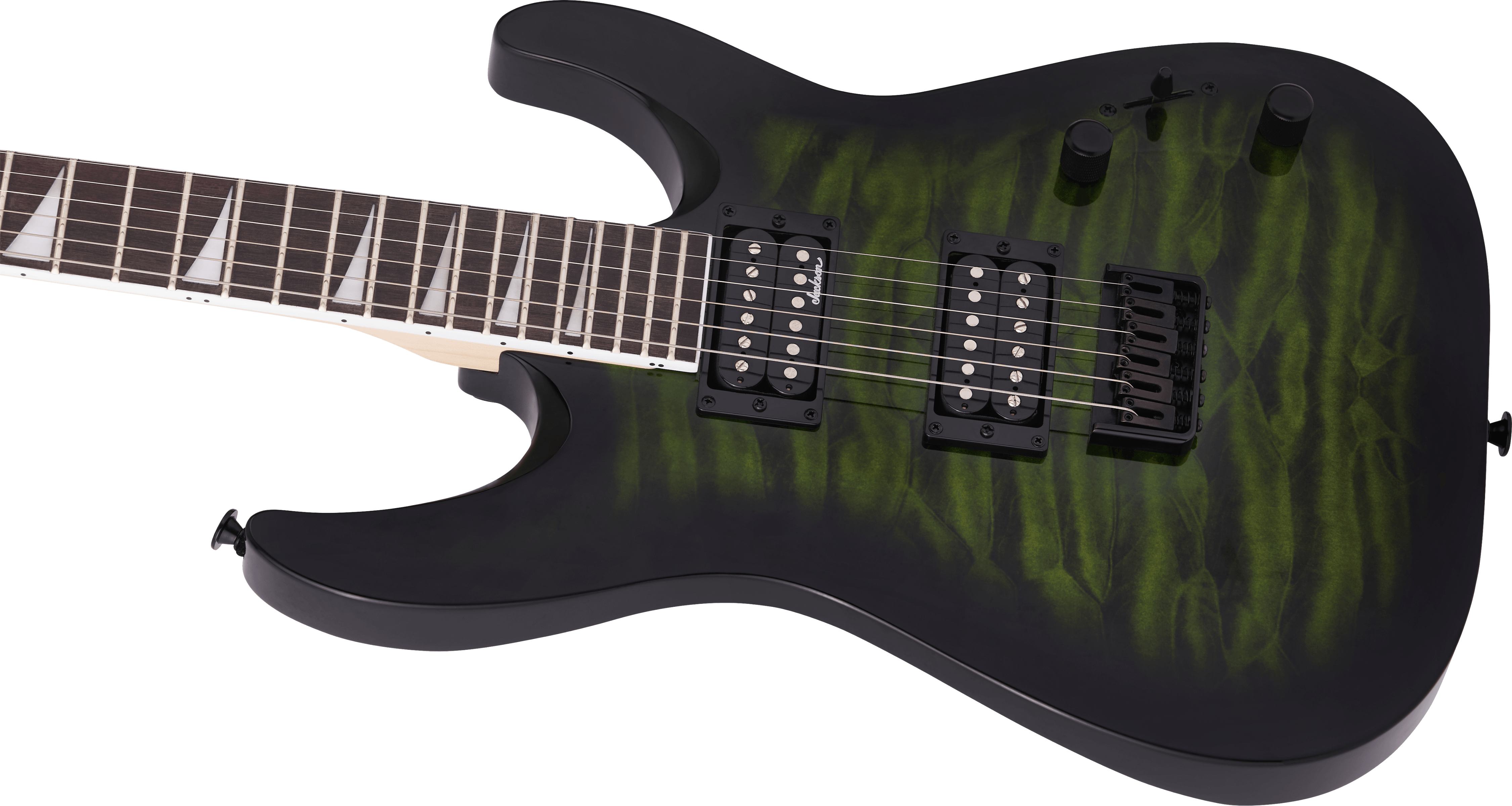 Jackson JS Series Dinky Arch Top JS32Q DKA HT, Amaranth Fingerboard, Transparent Green Burst