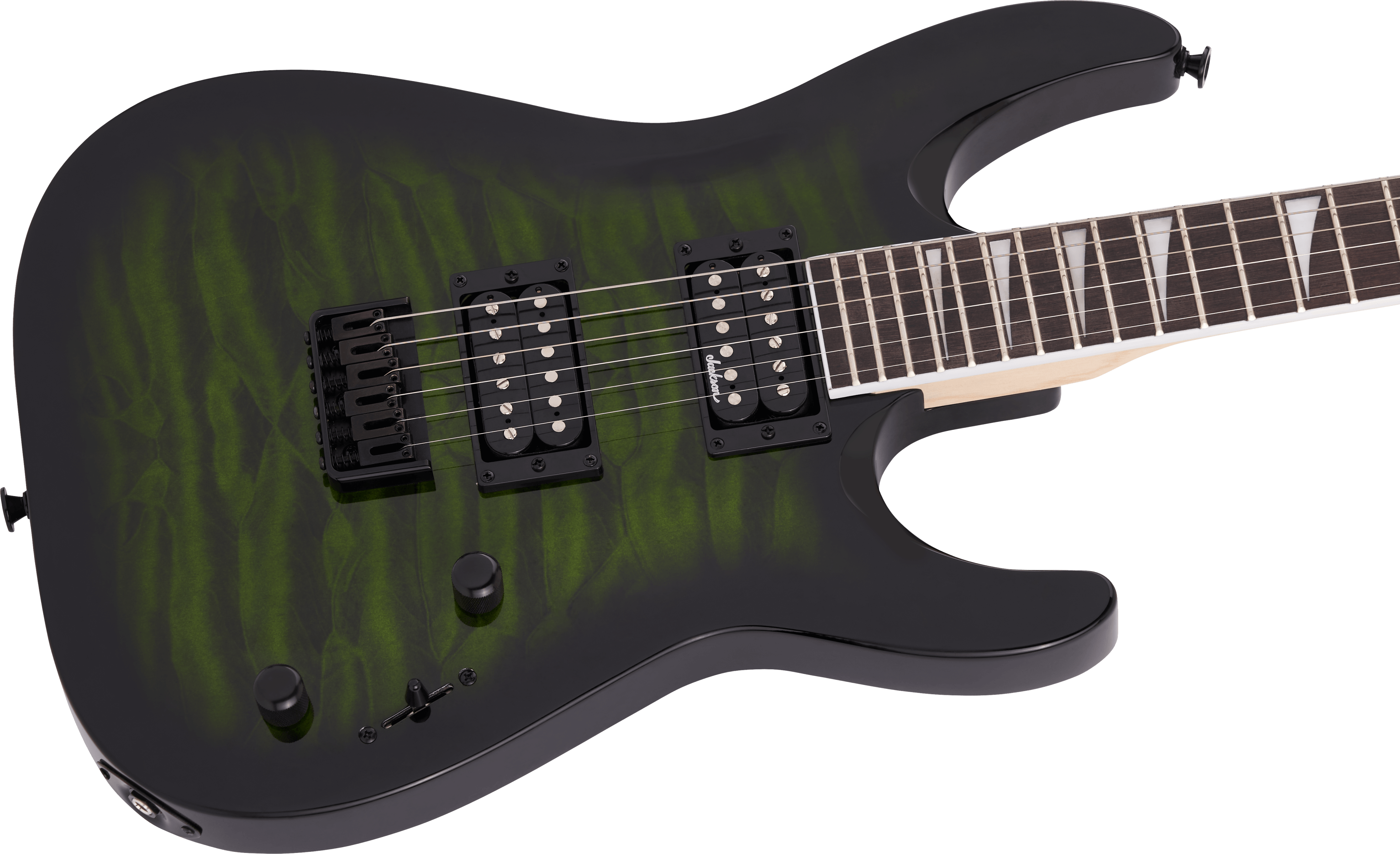 Jackson JS Series Dinky Arch Top JS32Q DKA HT, Amaranth Fingerboard, Transparent Green Burst