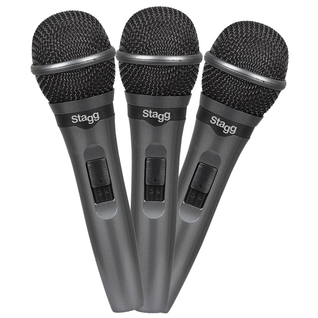 STAGG SDMP15-3 Set of 3 cardioid dynamic microphones for live performances