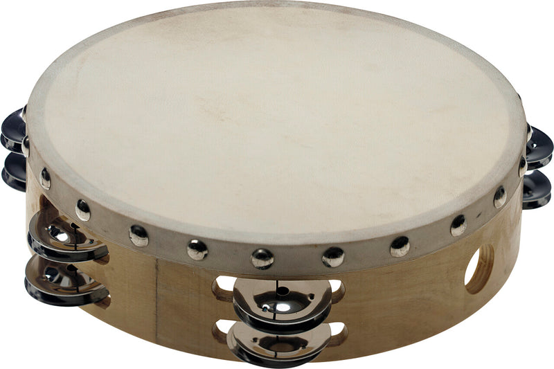 Stagg 8" Wooden Tambourine with Rivetted Head, 2 Rows