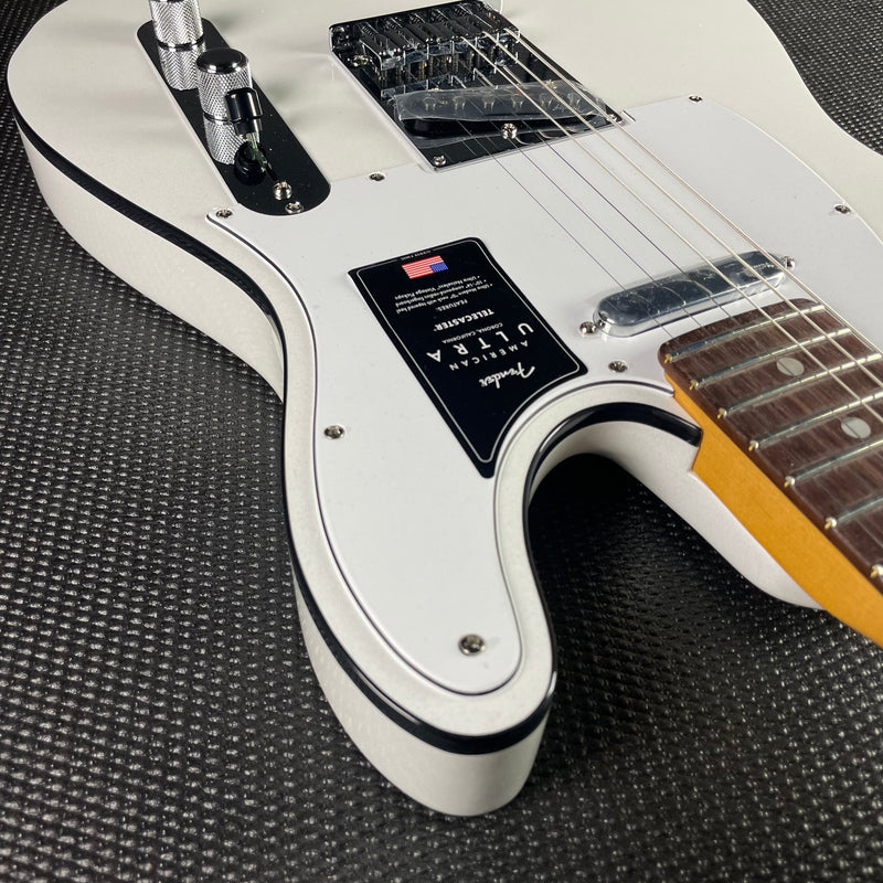 Fender American Ultra Telecaster, Rosewood Fingerboard- Arctic Pearl (US23065646) - Metronome Music Inc.