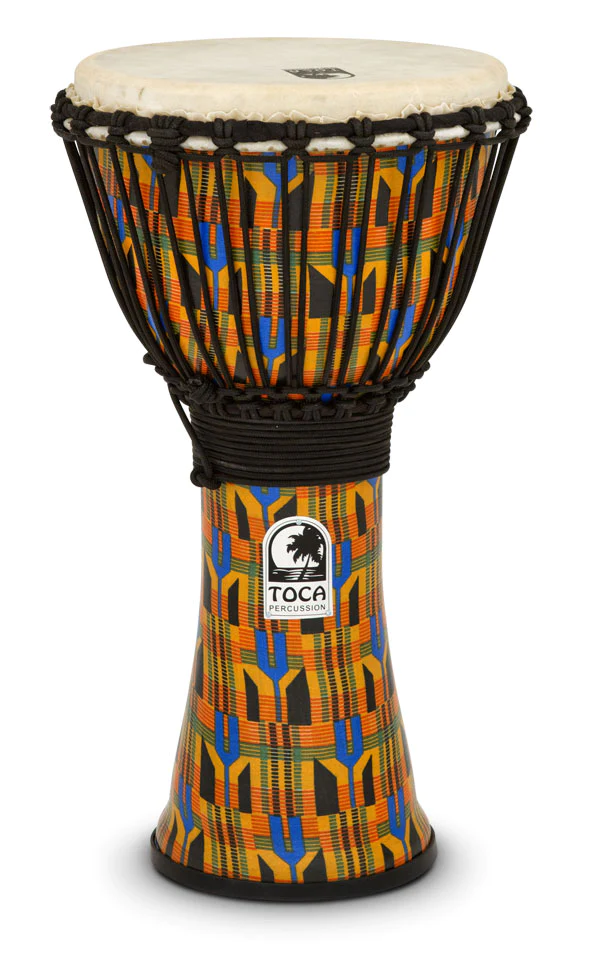 Toca Freestyle Rope Tuned 10" Djembe, Kente Cloth - Metronome Music Inc.