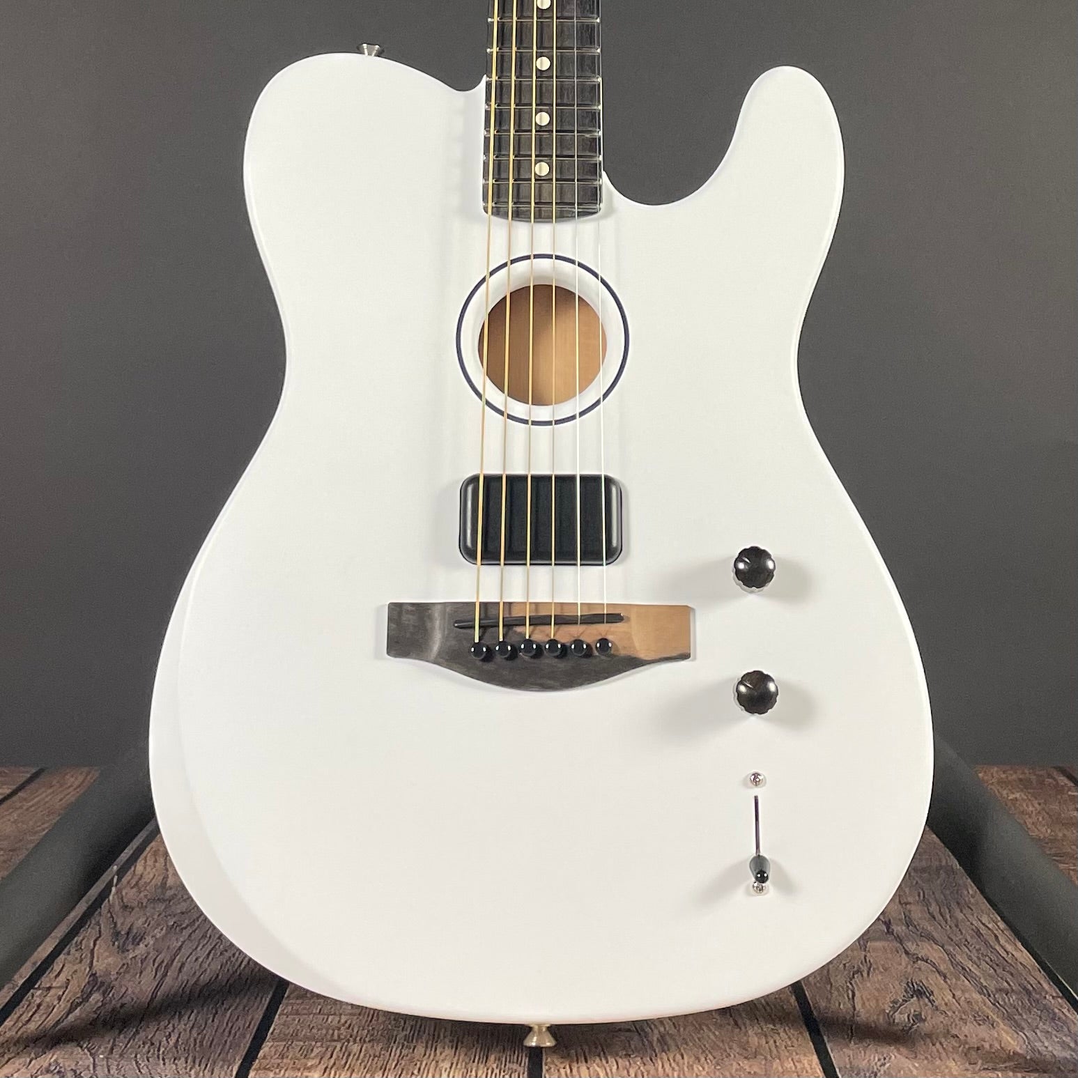 Fender Limited Edition FINNEAS American Acoustasonic Telecaster w/HSC, Ebony - Satin Arctic White