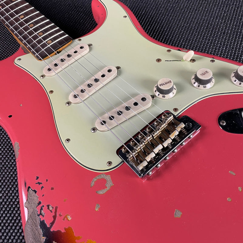 Fender Custom Shop Michael Landau Signature 1963 Stratocaster, Relic- Fiesta Red over 3-Color Sunburst (7lbs 10oz)
