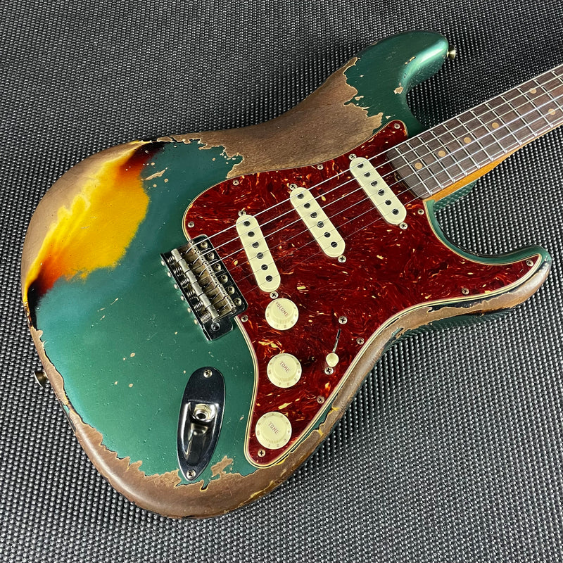 Fender Custom Shop LTD Roasted 1961 Stratocaster, Super Heavy Relic- Aged Sherwood Green Metallic over 3-Color Sunburst (7lbs 10oz)