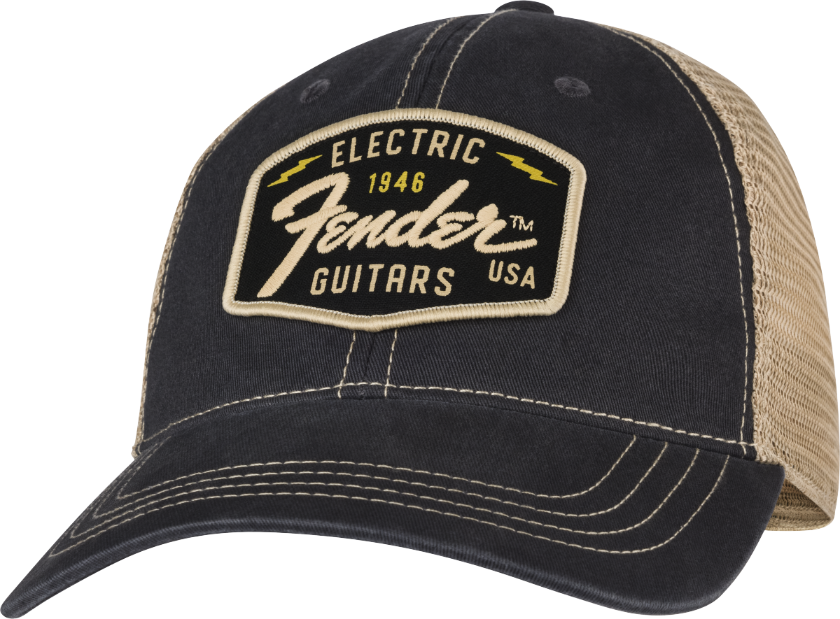 Fender Transition Logo Patch Hat, Black/Stone One Size