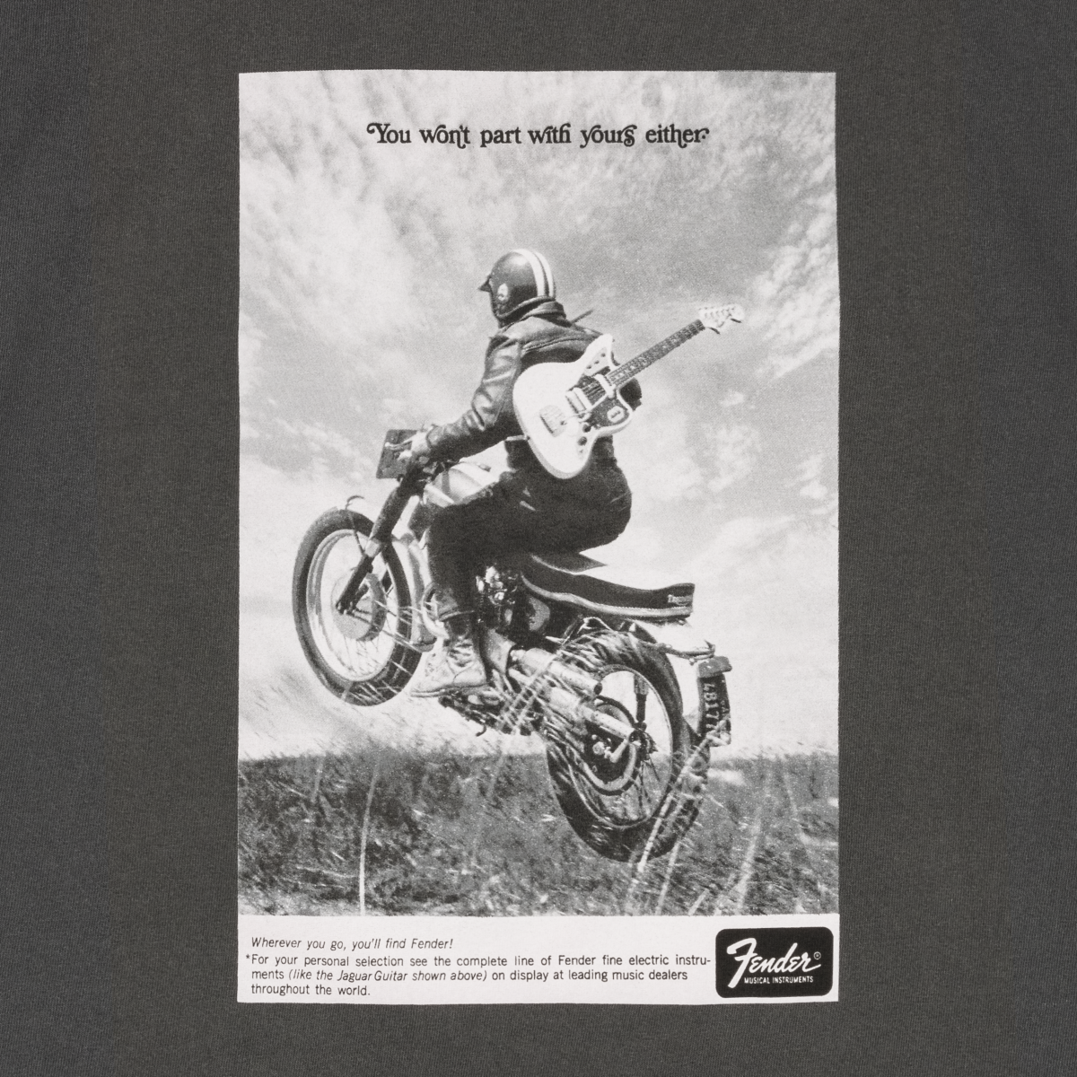 Fender Vintage Ad Biker Tee, Graphite, L