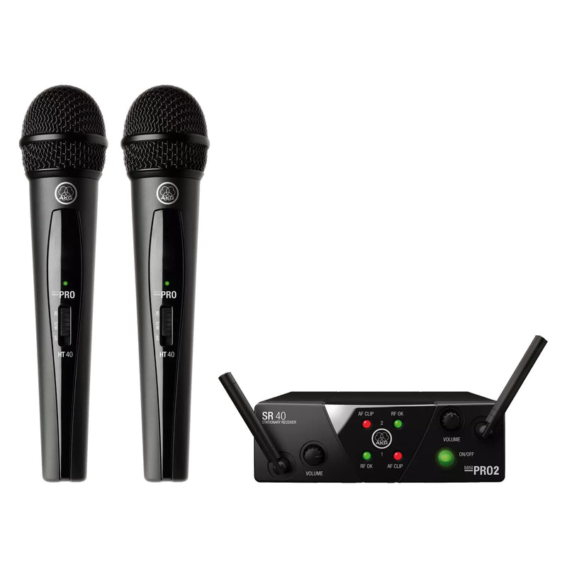 AKG WMS40 Mini Wireless Microphone System, Dual Vocal Set (Band US25-B-D) - Metronome Music Inc.