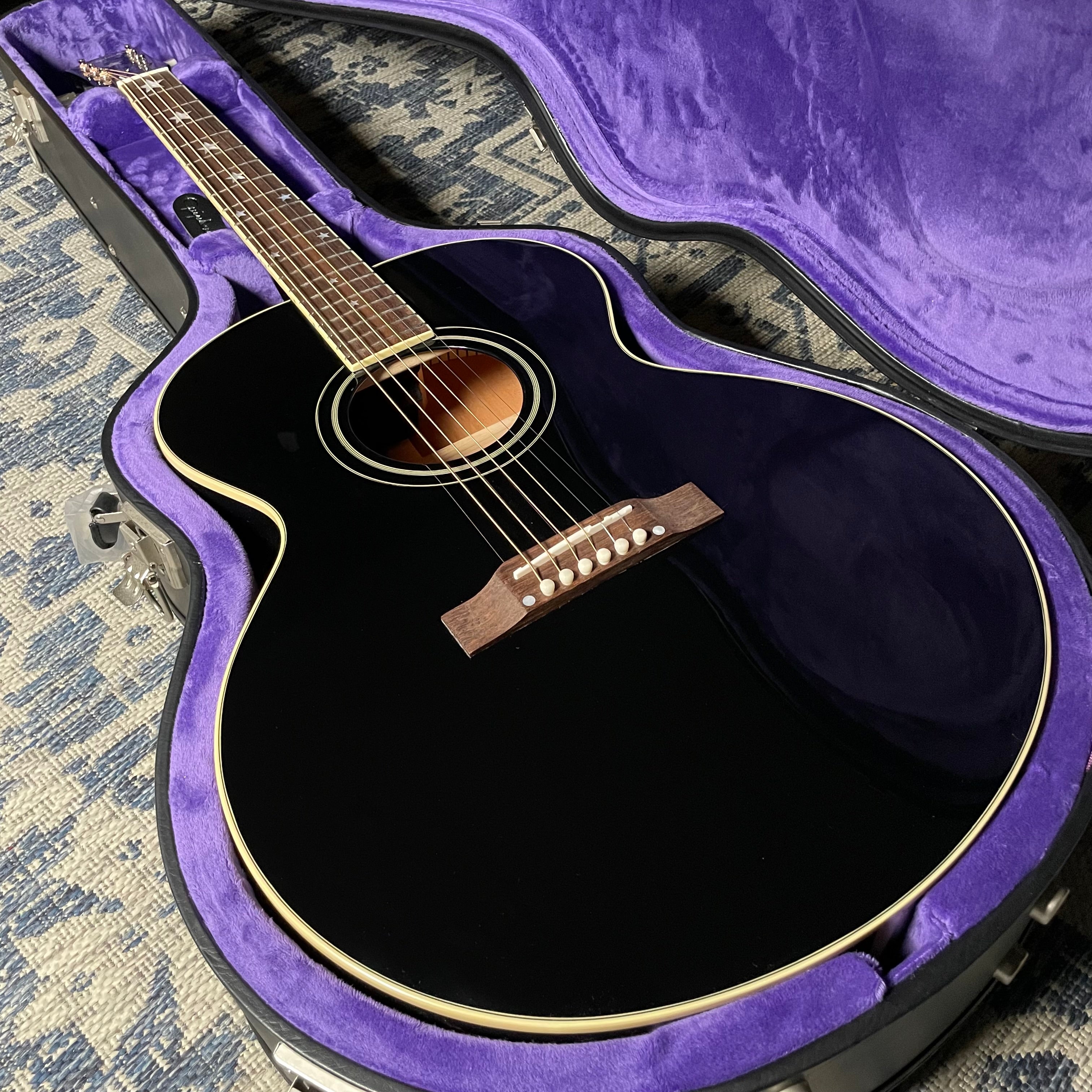 Epiphone J-180 LS w/HSC- Ebony (24011500766) - Metronome Music Inc.