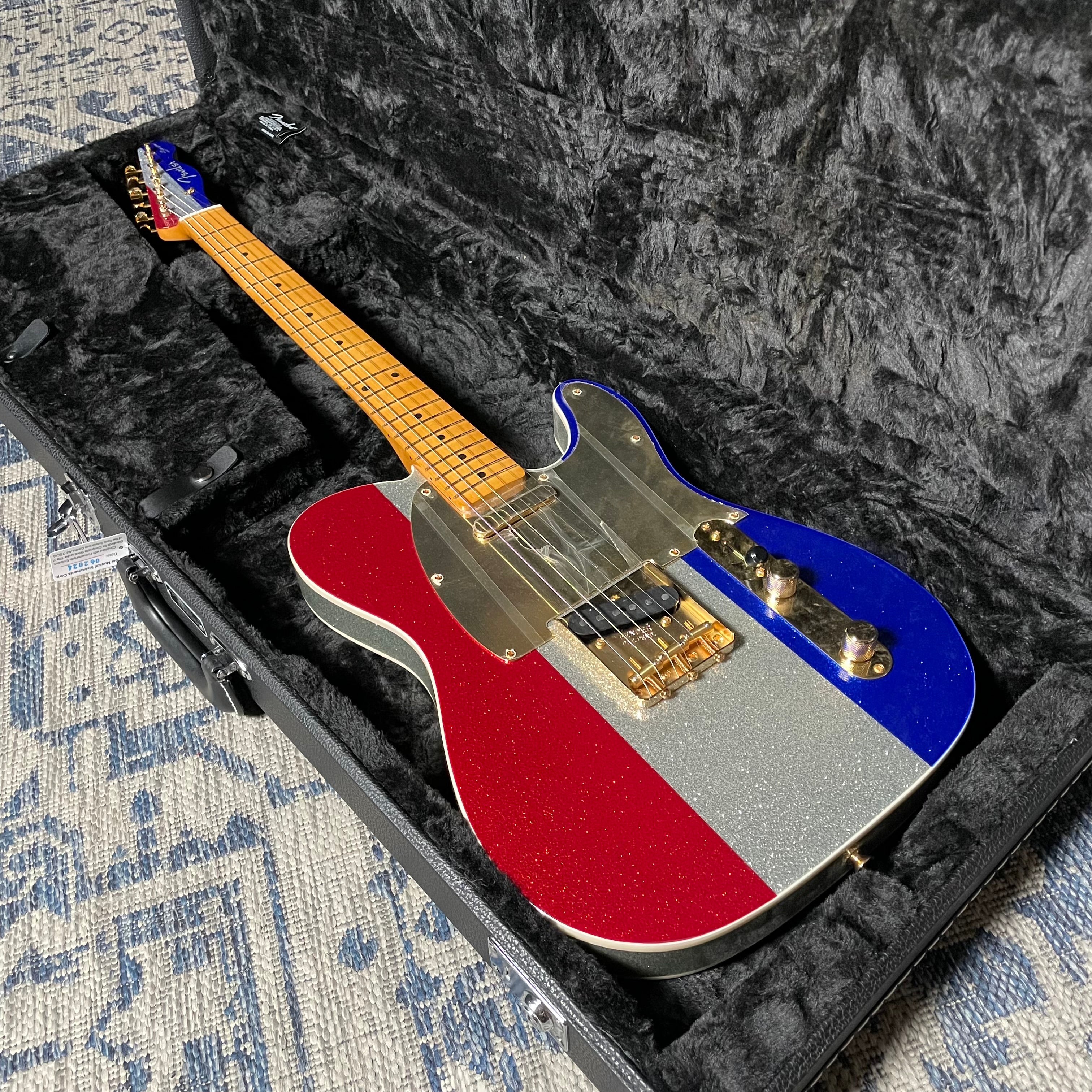 Fender Buck Owens Telecaster, Maple- Red, Silver and Blue Sparkle (7lbs 12oz)