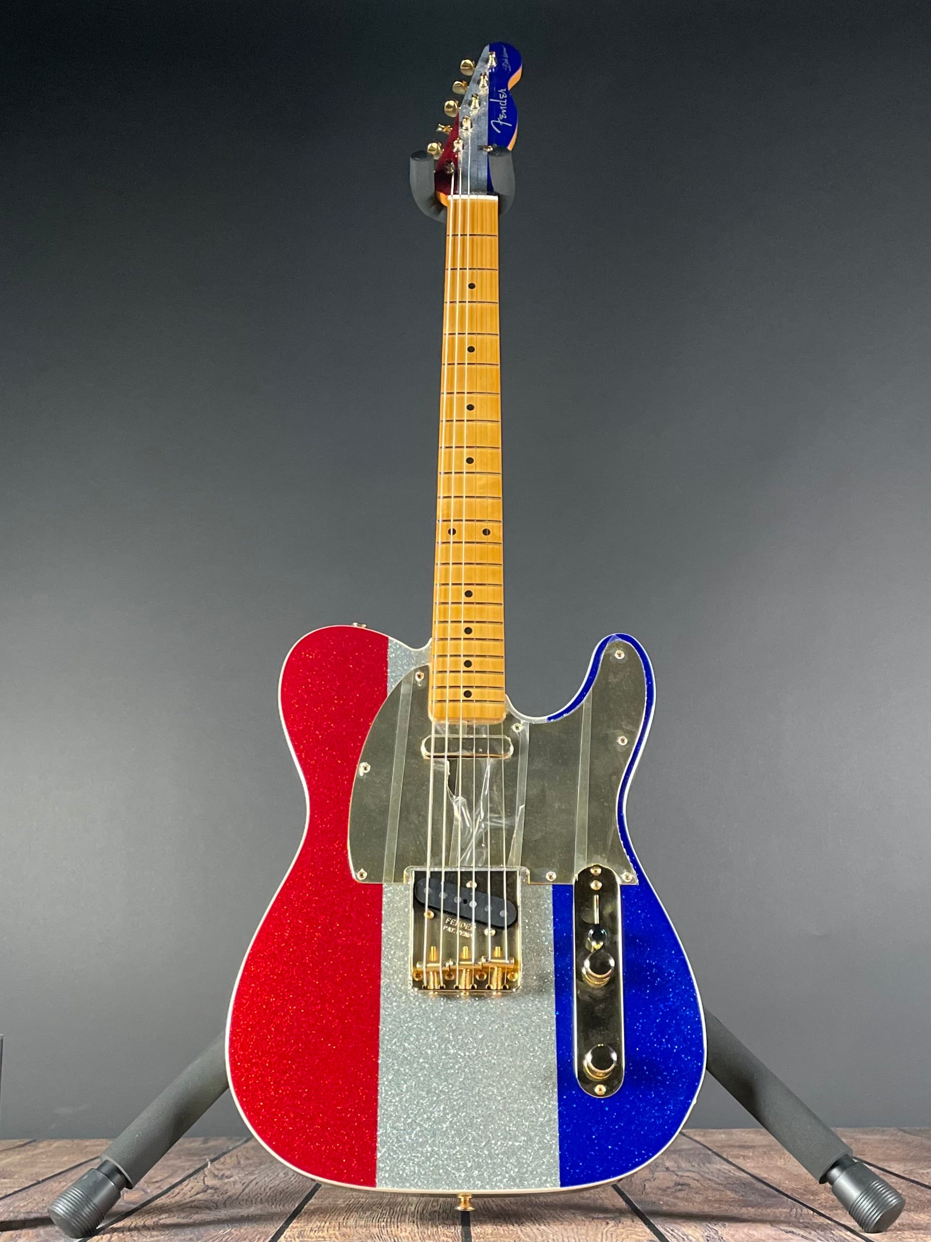 Fender Buck Owens Telecaster, Maple- Red, Silver and Blue Sparkle (7lbs 12oz)