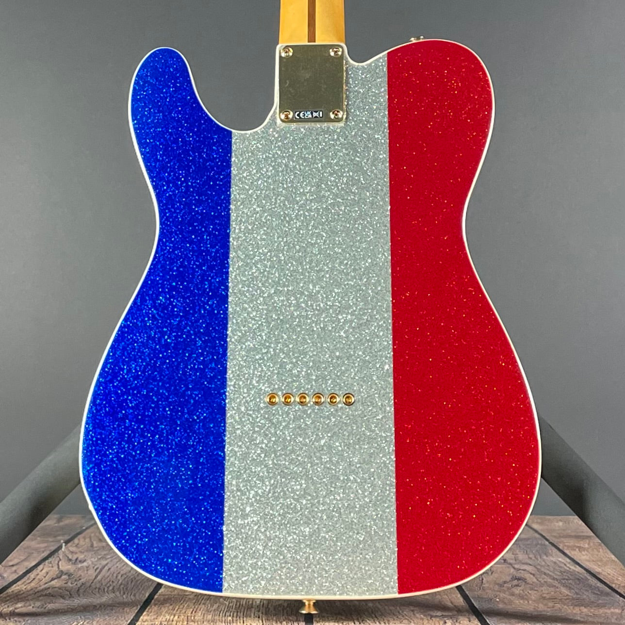 Fender Buck Owens Telecaster, Maple- Red, Silver and Blue Sparkle (7lbs 12oz)