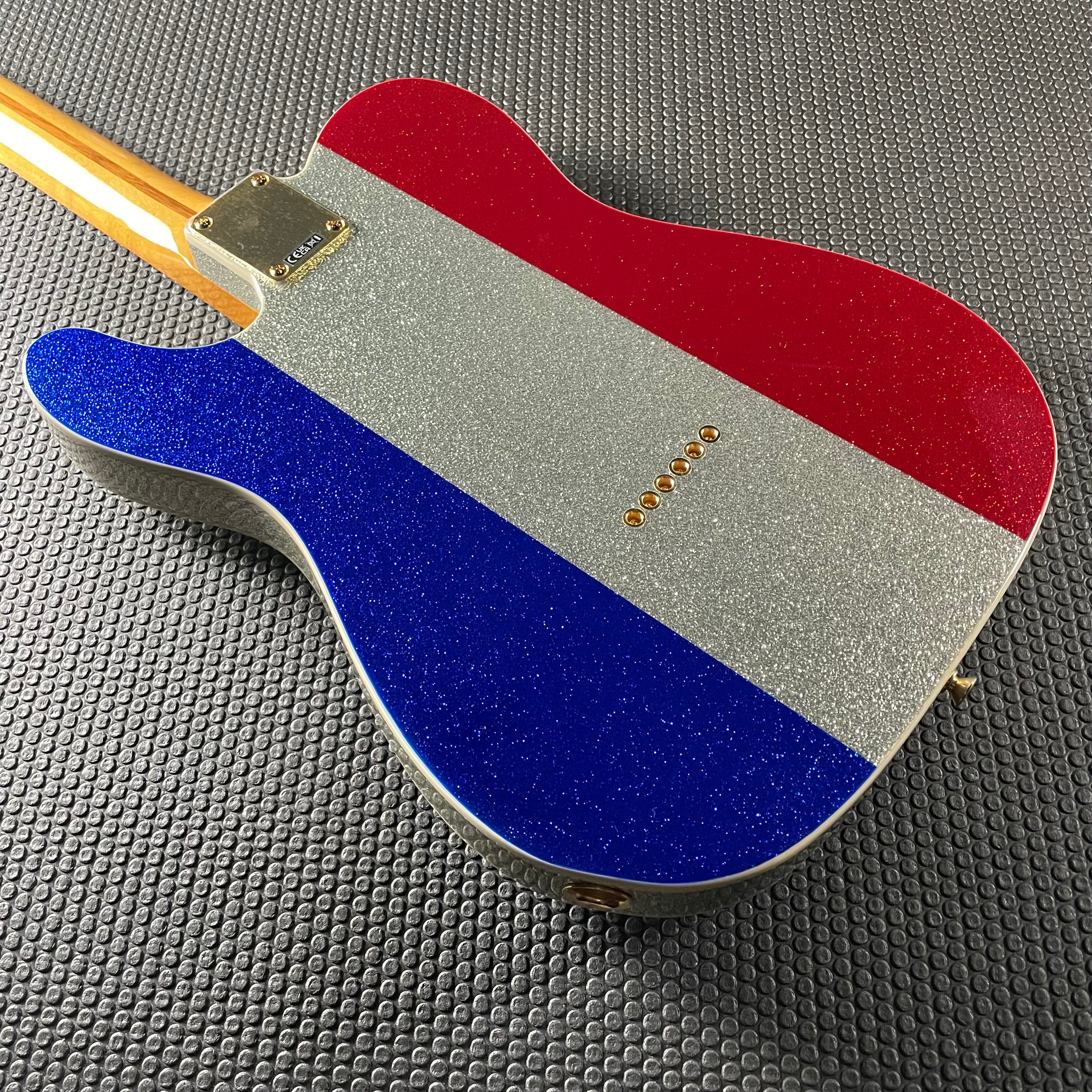 Fender Buck Owens Telecaster, Maple- Red, Silver and Blue Sparkle (7lbs 12oz)