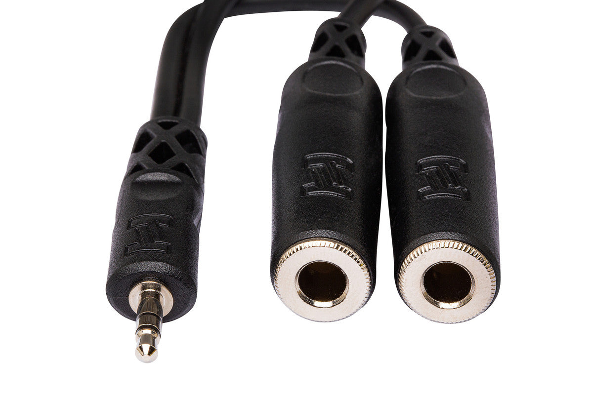 HOSA YMP-233 Y Cable, 3.5 Mm TRS To Dual 1/4 In TRSF