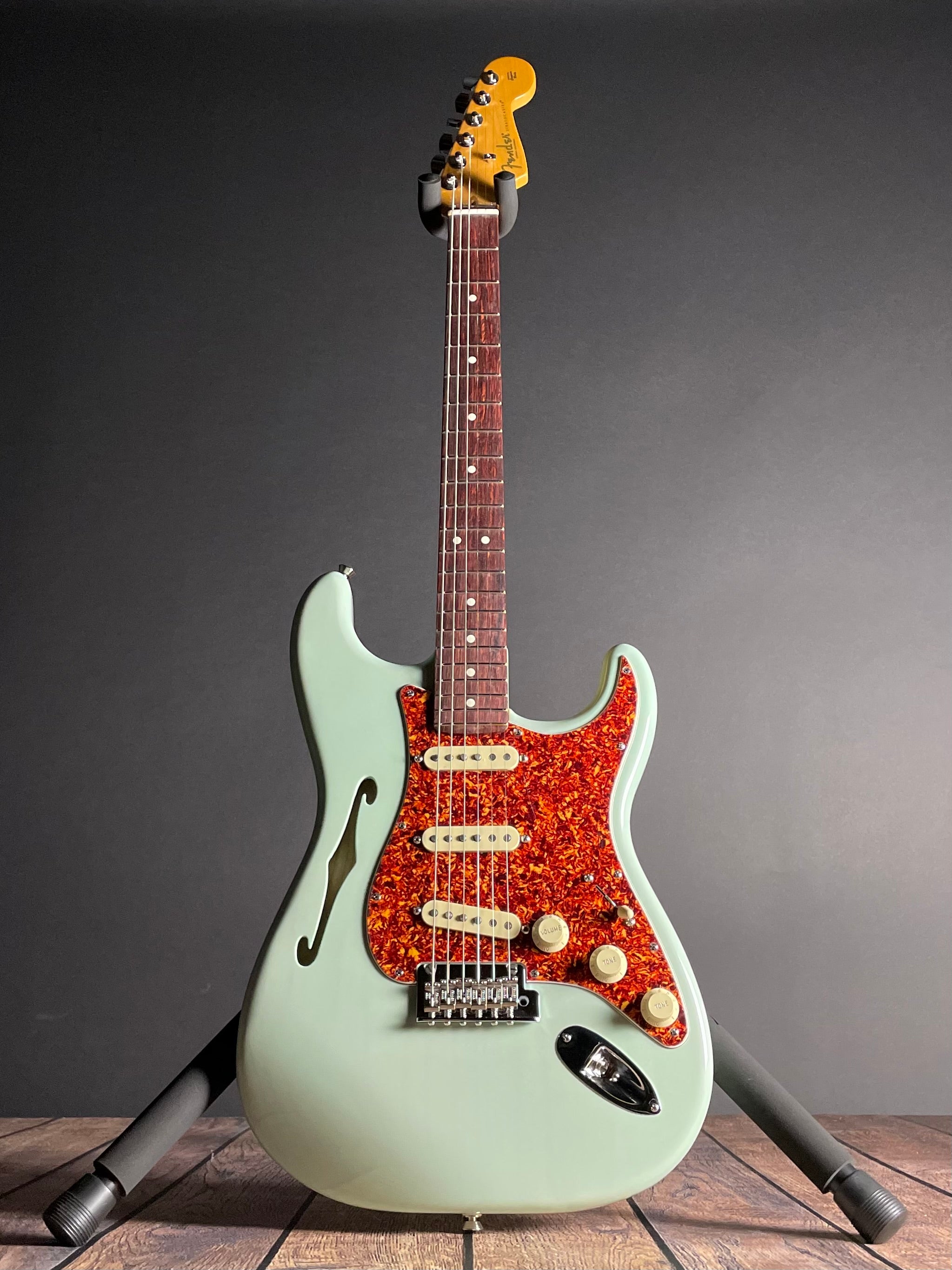 Fender American Professional II Stratocaster Thinline, Rosewood- Transparent Surf Green (US240016089) - Metronome Music Inc.