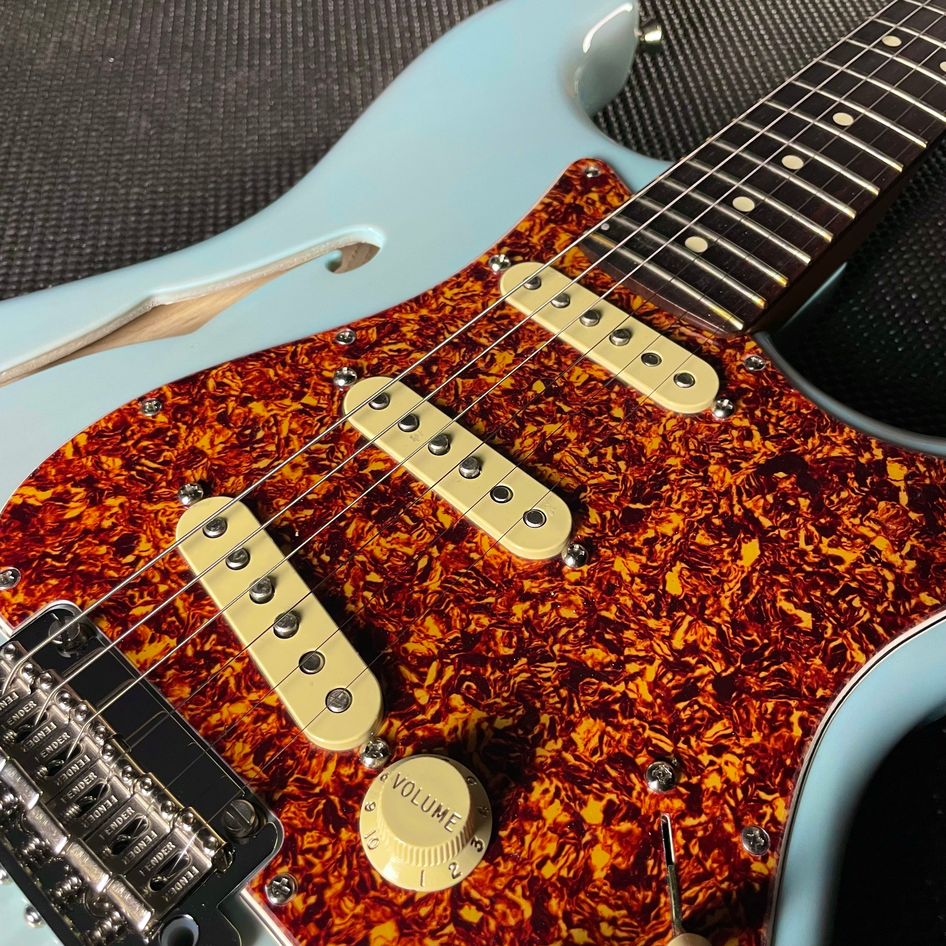 Fender American Professional II Stratocaster Thinline, Rosewood- Transparent Daphne Blue (US240016089) - Metronome Music Inc.