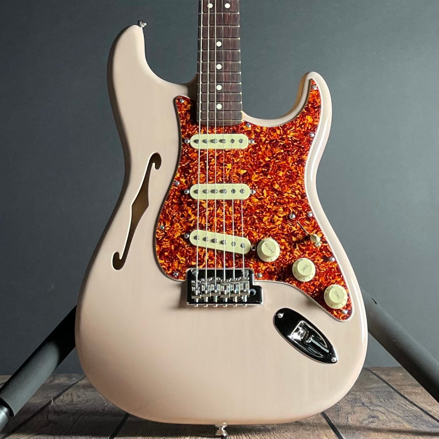 Fender American Professional II Stratocaster, Thinline, Rosewood-Transparent Shell Pink (US240016511) - Metronome Music Inc.