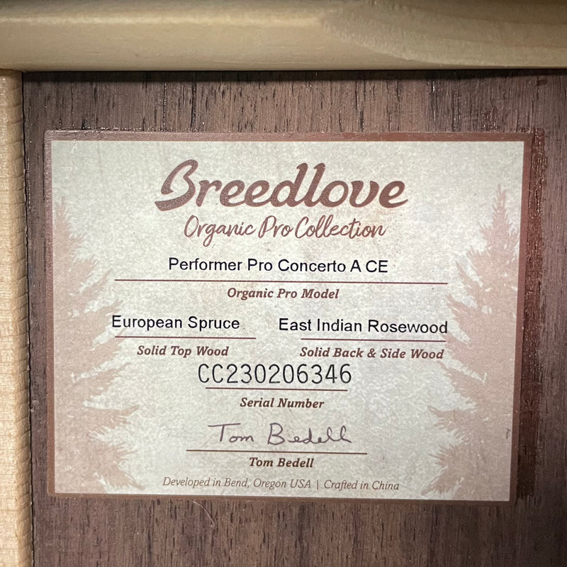 Breedlove Performer Pro Concerto Aged Toner CE, Rosewood (CC230206346) - Metronome Music Inc.