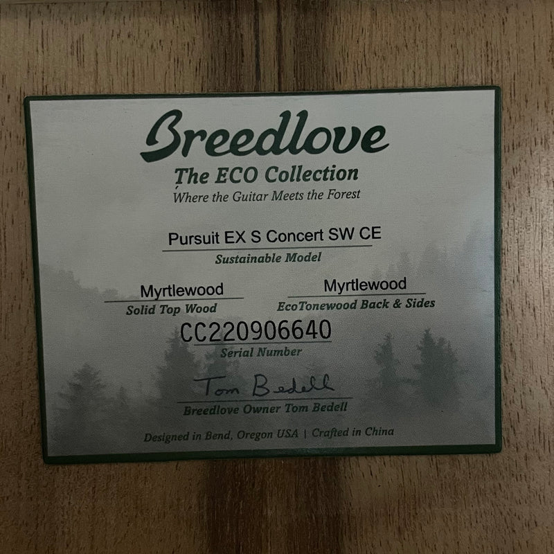 Breedlove Pursuit Exotic S Concert Sweetgrass CE (CC220906640) - Metronome Music Inc.