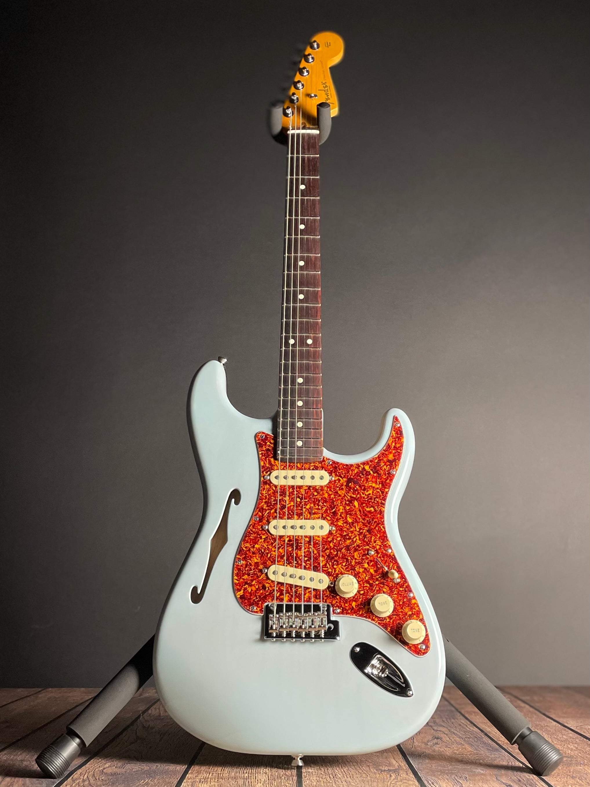 Fender American Professional II Stratocaster Thinline, Rosewood- Transparent Daphne Blue (US240016089) - Metronome Music Inc.