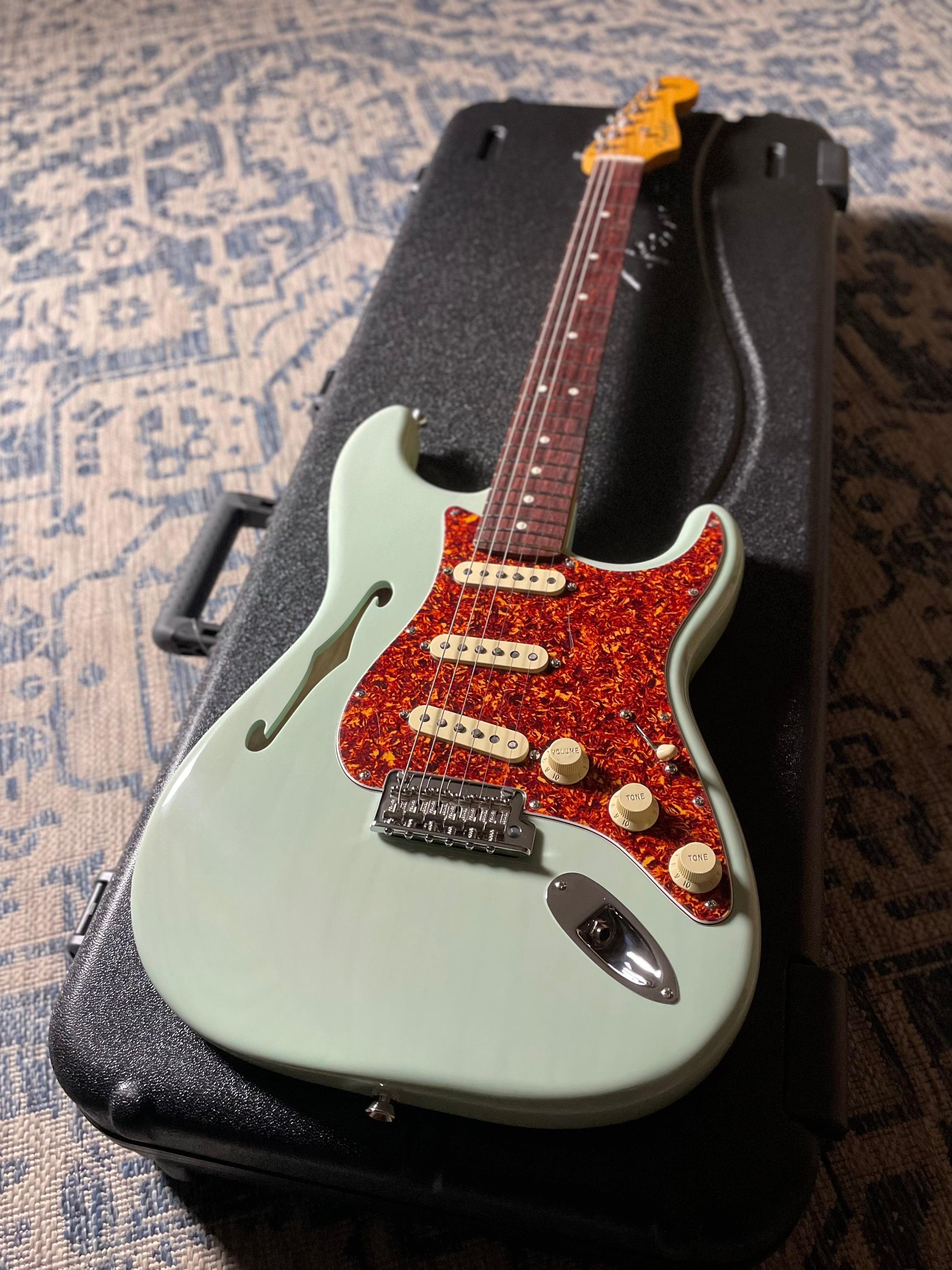 Fender American Professional II Stratocaster Thinline, Rosewood- Transparent Surf Green (US240016089) - Metronome Music Inc.