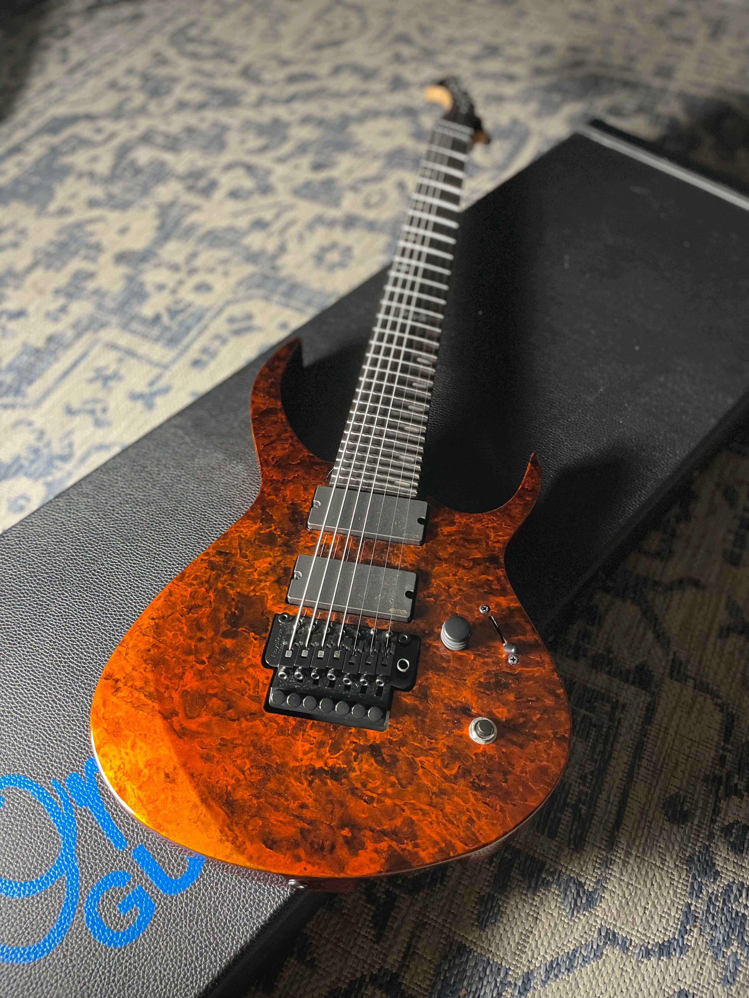 Ormsby RC-One 7-String, Rusty Cooley w/OHSC- Orange Marblizer (2021)