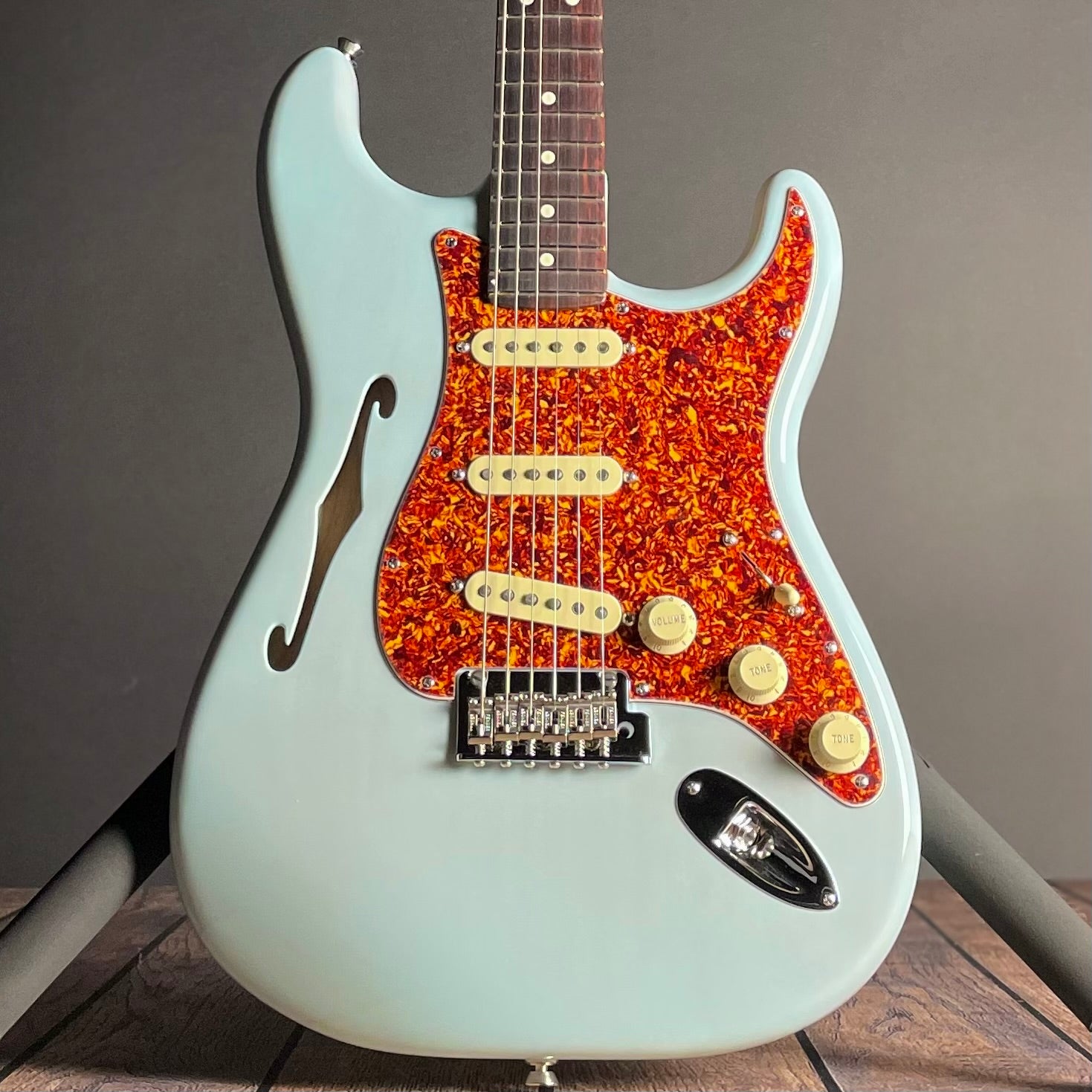 Fender American Professional II Stratocaster Thinline, Rosewood- Transparent Daphne Blue (US240016089) - Metronome Music Inc.