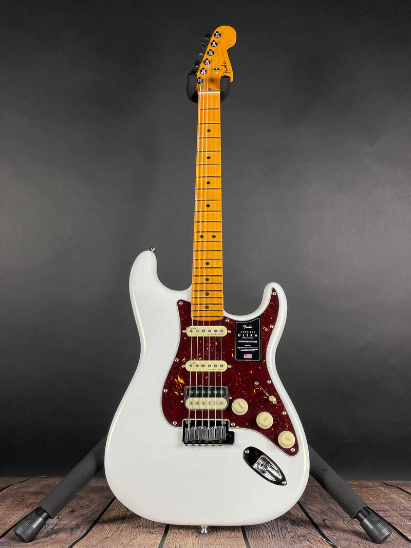 Fender American Ultra Stratocaster HSS, Maple Fingerboard- Arctic Pearl (US23009889) - Metronome Music Inc.