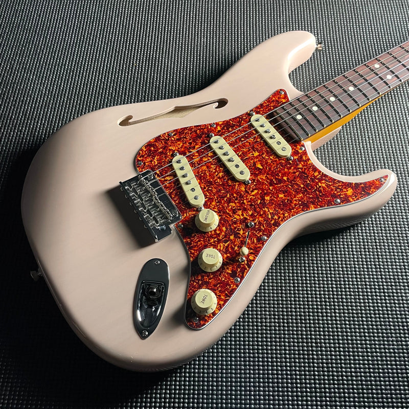 Fender American Professional II Stratocaster, Thinline, Rosewood-Transparent Shell Pink (US240016511) - Metronome Music Inc.
