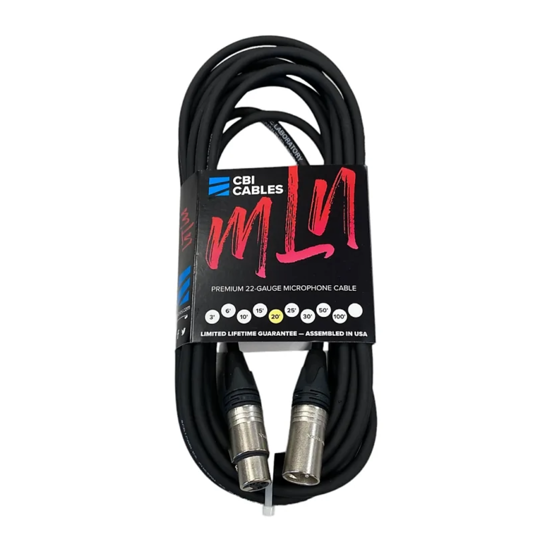 CBI MLN Performer Series LowZ XLR Male to XLR Female Microphone Cable, 20 Feet