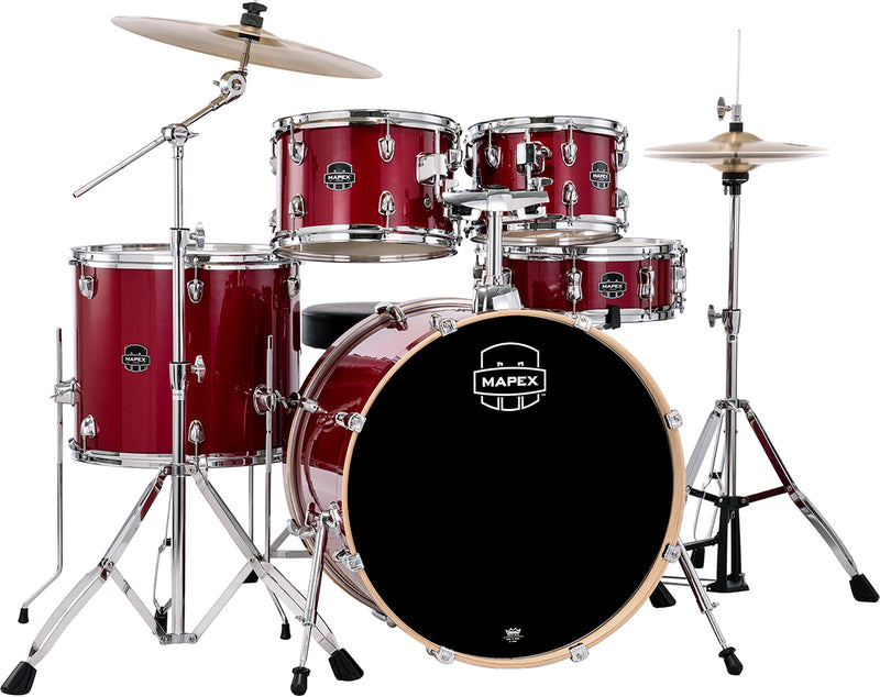 Mapex Venus 5-Piece Rock Complete Drum Set- Crimson Red Sparkle - Metronome Music Inc.
