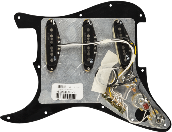Fender Pre-Wired Strat Pickguard, Vintage Noiseless SSS, Black 11 Hole PG - Metronome Music Inc.