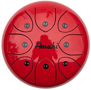 Amahi 8″ Steel Tongue Drum- Red - Metronome Music Inc.