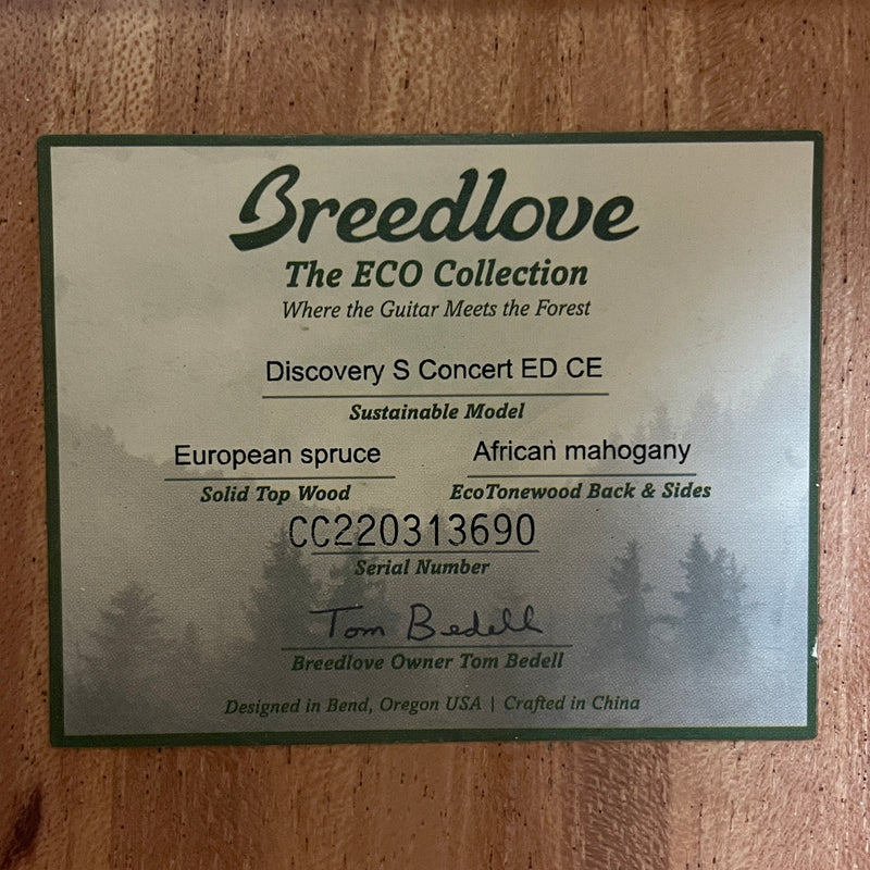 Breedlove Discovery S Concert Edgeburst CE, European Spruce-African Mahogany - Metronome Music Inc.