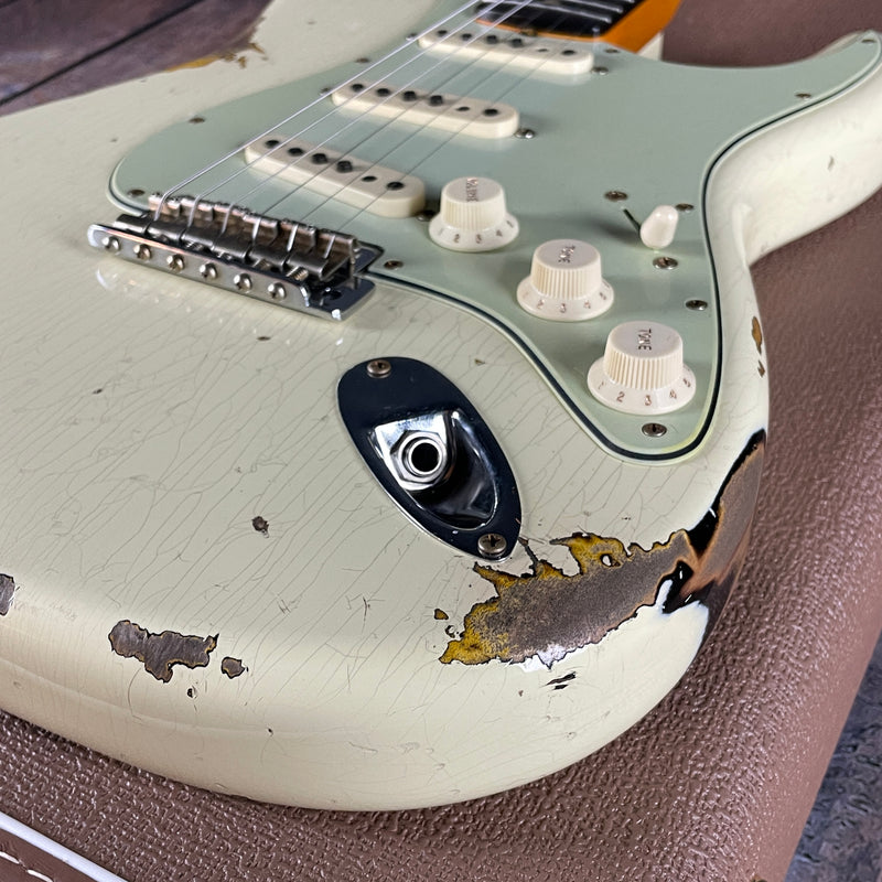 Fender Custom Shop 1961 Strat Heavy Relic, Rosewood Fingerboard- Aged Vintage White over 3-Color Sunburst (SOLD)